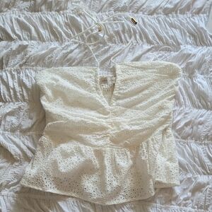 bishop + young Cream Eyelet Lace Halter Top
